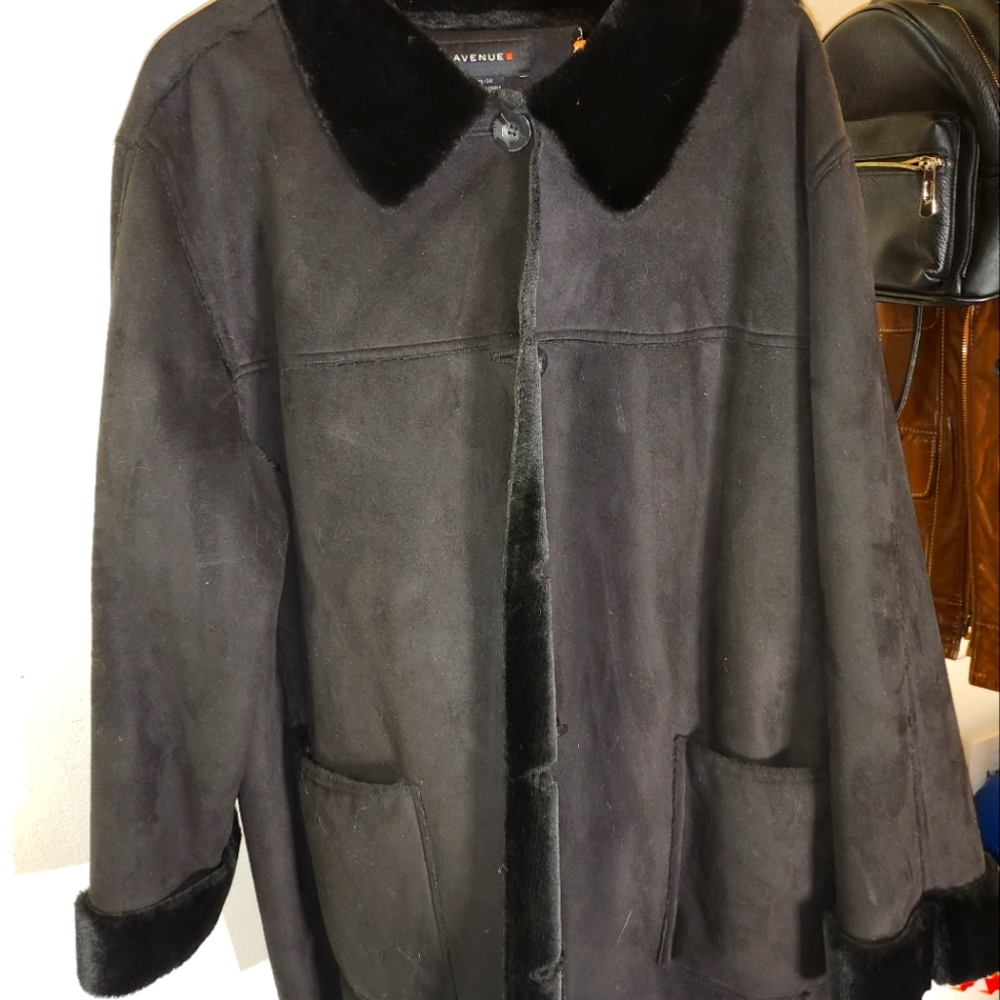 Black Sherling Style Plus Size Coat